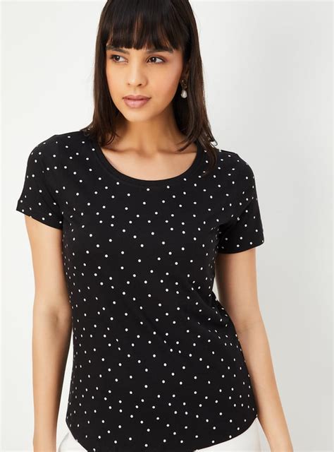 Buy Women Polka Dot Print T-shirt Online at just Rs. 299.0 ...