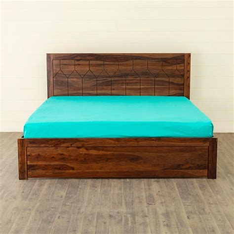 Buy Veda Queen Brown Sheesham Wood Queen Size Bed - 152x196cm from Home ...