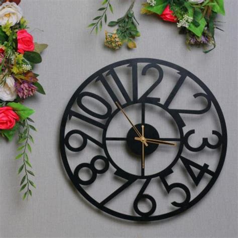 BLACK WALL CLOCK WITH BIG NUMBERS – SUREKH DECOR