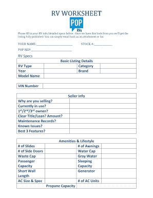 Fillable Online RV WORKSHEET Fax Email Print - pdfFiller