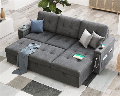 Amazon.com: AMERLIFE 84 Inch Sofa Bed, Sleeper Sofa with 2 USB Sockets ...