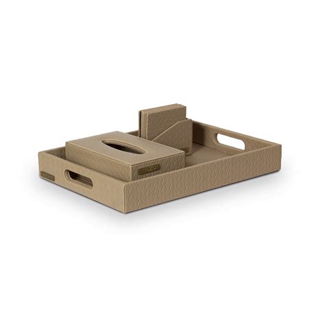 Three Sixty Weave design Vegan Leather Tray Set from the Entwine ...