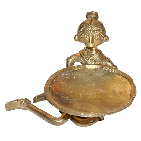 Dhokra Sitting Tribal Lady Candle Stand