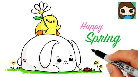 How to Draw a Bunny and Duck 🐰🐥🌼 Happy Spring Art - YouTube