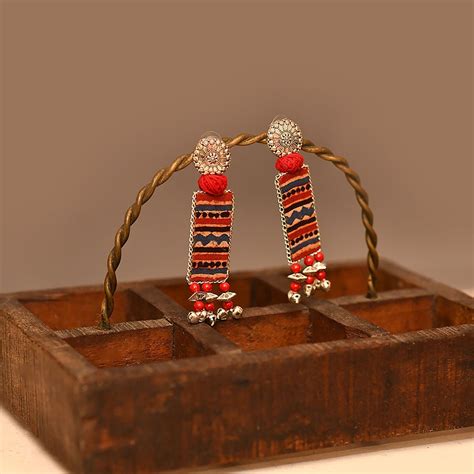 Red Fun Stripped Handmade Earrings | Womens Jewellery by Expressions By ...