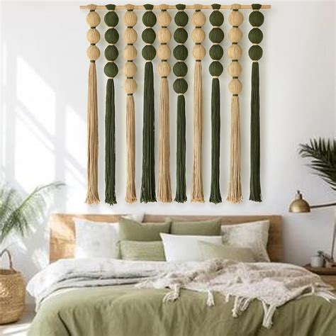 Amazon.com: Macrame Wall Hanging Large Boho Wall Decor Natural Green ...