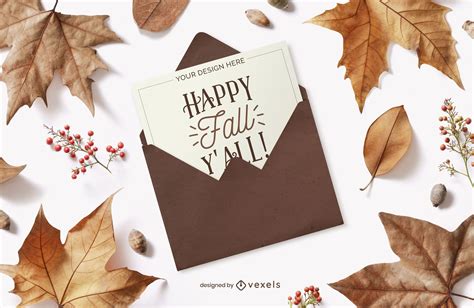 Autumn Card Envelope Mockup PSD Editable Template