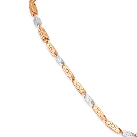 Carved Dual Tone Gold Chain For Men