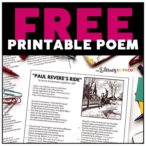 Free Paul Revere's Ride Printable PDF - Literacy In Focus
