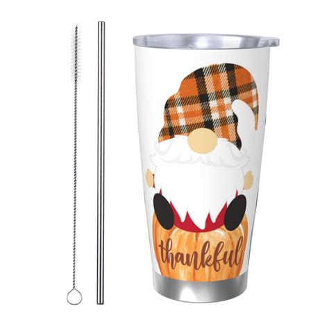 Fotbe Autumn Gnomes Pattern 20 oz Tumbler Stainless Steel Vacuum Insulated Coffee Ice Cup Double ...