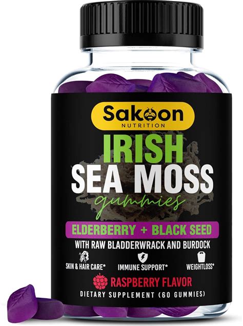 Irish Sea Moss Gummies with Elderberry & Black Seed | Ubuy India