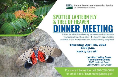Spotted Lantern Fly & Tree of Heaven Dinner Meeting, Valley Grove ...
