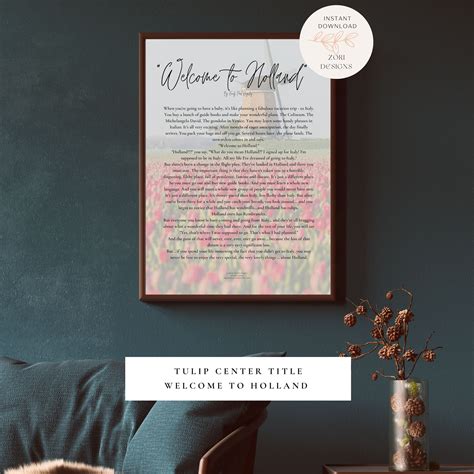 Tulip Center Title Welcome to Holland Poem Print | Special Needs Art ...