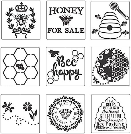 8x8 Inch Bee Theme Stencils French Bee Wasps Honeycomb Beehive ...