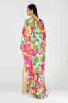Buy Gold Crepe, Georgette Sequins, Mirrors, Abstract Leaf Print Cape ...