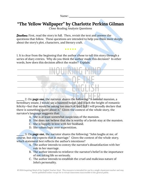 The Great Gatsby Chapter Close Reading Analysis Worksheet ...