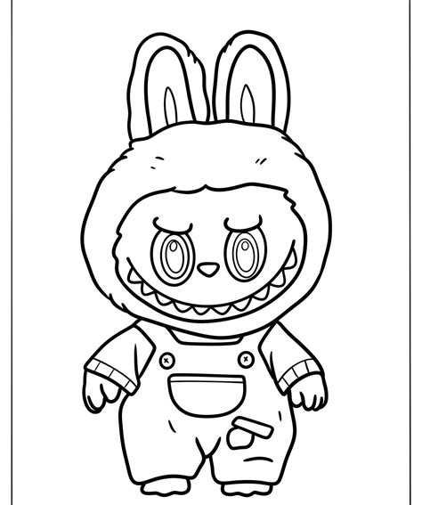 Labubu character drawing with clothes and bunny ears