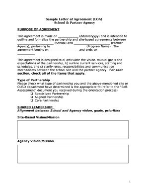 Sample Letter of Agreement (LOA) Doc Template | pdfFiller