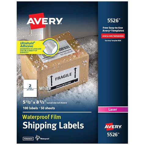 Avery Weatherproof Laser Shipping Labels, 5.5 x 8.5-Inches, Pack of 100 ...