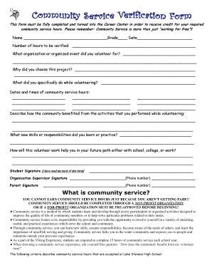Fillable Online lkstevens wednet What is community service - Lake ...
