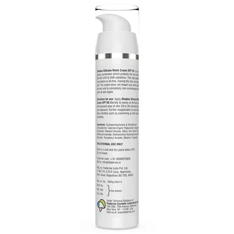 Buy Fixderma Shadow Silicone Matte SPF 50 PA+++ Sunscreen Cream, 50 gm ...