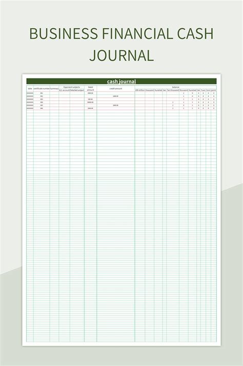 Business Financial Cash Journal Excel Template And Google Sheets File For Free Download - Slidesdocs