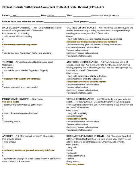 Doc 10 CIWA-Ar - Clinical Institute Withdrawal Assessment of Alcohol ...