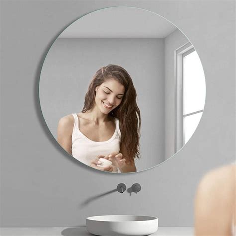 Frameless Round Wall Mirror | Perfect for Bathroom, Washbasin, Bedroom ...