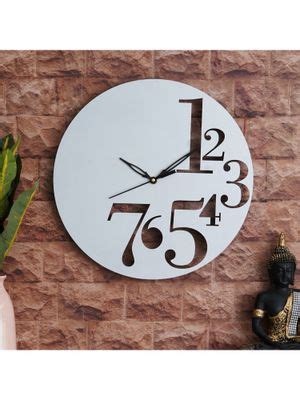 Buy eCraftIndia White Numerals Wooden Modern Wall Clock Online