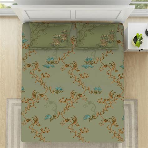 Buy SPACES Essentials Cotton 144TC Floral Print 3Pcs Super King ...