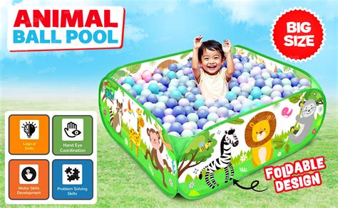 Zest 4 Toyz Play Ball Pool for Kids Zoo-Themed Foldable Pool Indoor and ...