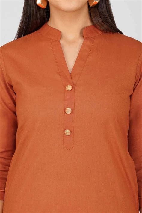 Rust Orange Khadi Long Kurti for Women - Traditional - Khadi Sadan
