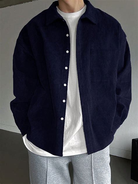 Men's Casual Solid Color Corduroy Shirt, Spring Autumn in 2025 | Cool ...