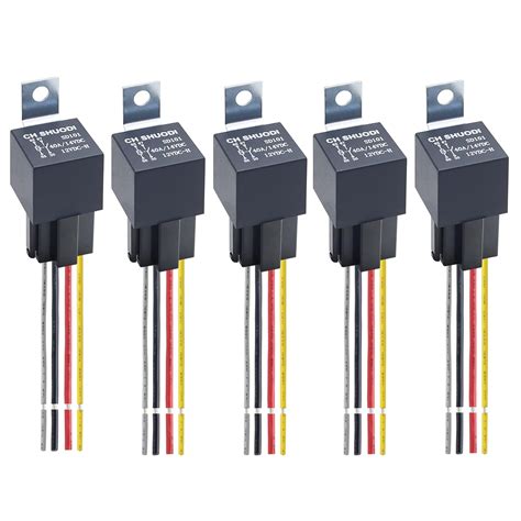 Buy CH SHUODI 5 Pack 40 AMP Fire Retardant Relay with Harness, 14AWG ...