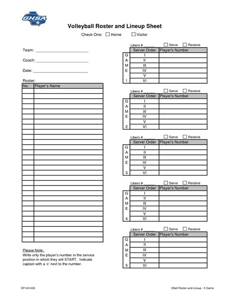 Printable Blank Volleyball Court Rotation Sheets