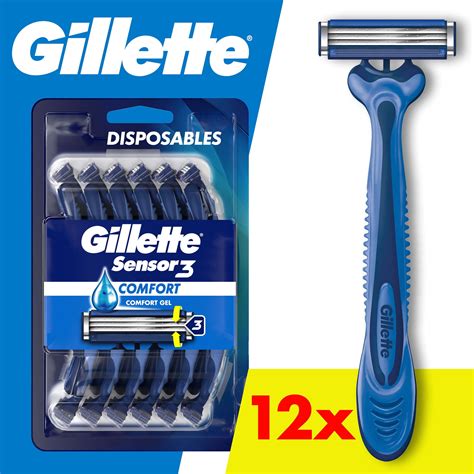 Gillette Sensor3 Comfort Men's Disposable Razors, 12 Shaves, 3 Skin ...