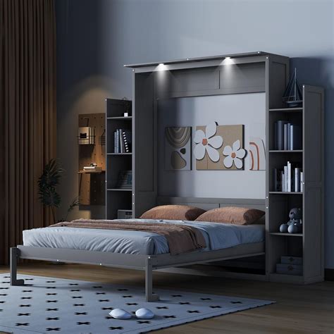 Harper&BrightDesigns Harper & Bright Designs Gray Queen Size Murphy Bed ...