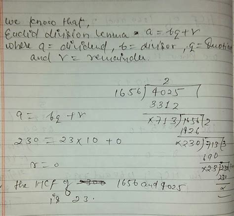 Find the h.c.f of 1656 and 4025 by euclid's division algorithm solution ...