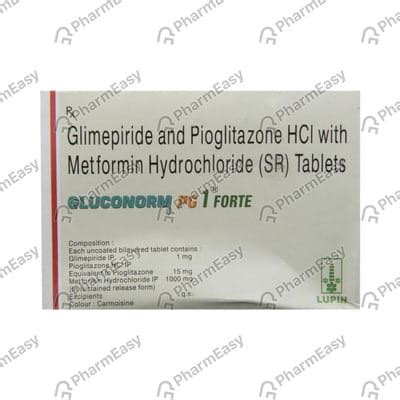 Gluconorm Pg 1mg Forte Strip Of 10 Tablets: Uses, Side Effects, Price ...