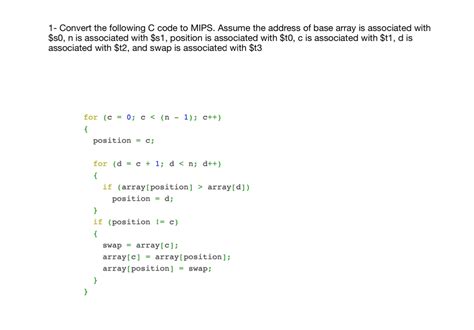 Image result for How to Convert C Code to MIPS Code with Array