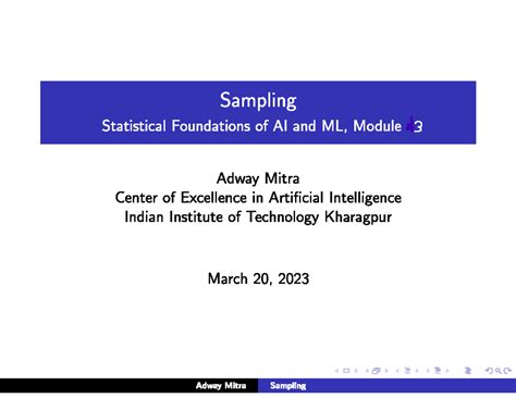 AI61004 Module 3: Sampling Techniques in Statistical AI and ML - Studocu