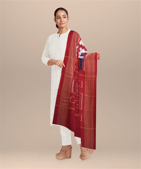 White multi colour cotton handloom sambalpuri stole – GoSwadeshi