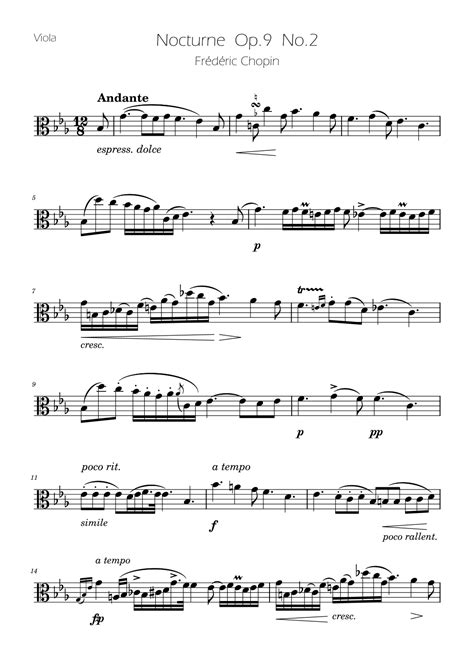 Chopin - Nocturne op.9 No.2 - Viola Solo (arr. Ygor Nunes) by Fédéric ...