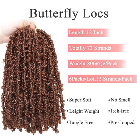 Leeven 6 Packs Copper Red Bob Distressed Butterfly Locs Crochet Hair ...