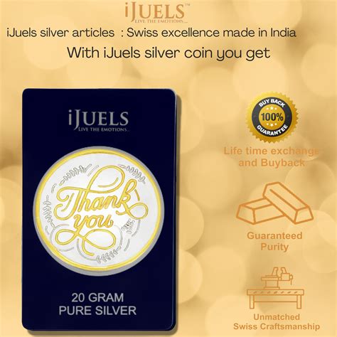 ijuels pure silver 20gm thankyou silver coin with certificate