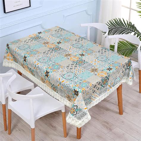 Buy DAZE Decor Dining Table Cover, 6 Seater Plastic Table Cloth 54X78 ...