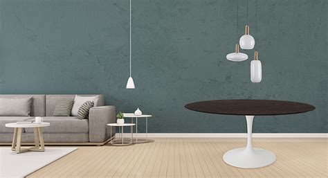 Round Dining Table in Moka Stained Oak Made in Italy