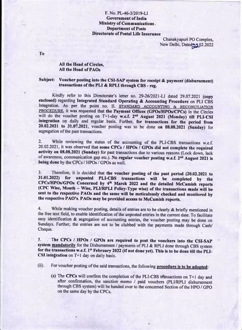 Voucher posting into the CSI-SAP system for receipt & payment ...