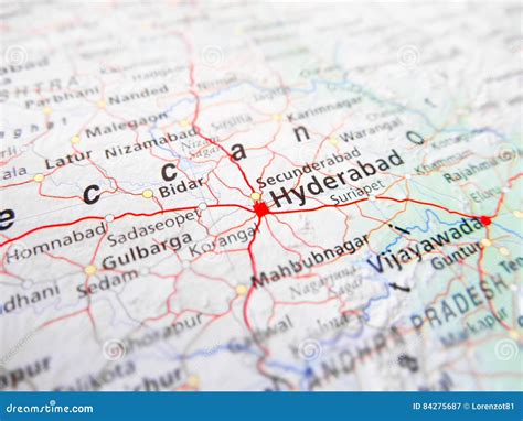 Hyderabad City Over a Road Map India Stock Image - Image of aerial ...