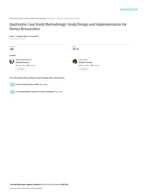 Qualitative Case Study Methodology: Study Design and Implementation For ...